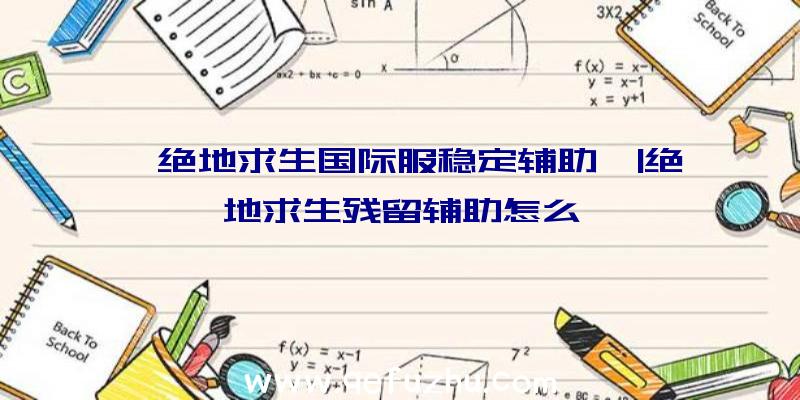 「绝地求生国际服稳定辅助」|绝地求生残留辅助怎么